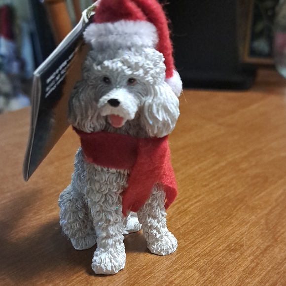Christmas Dog Figurine with Santa Hat and Scarf/ BUNDLE ONLY 2 OR MORE ITEMS - Picture 1 of 4